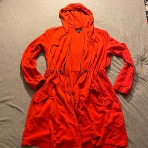 Torrid Size 00 (Size M/L) Knee Length Red Hoodie Coat